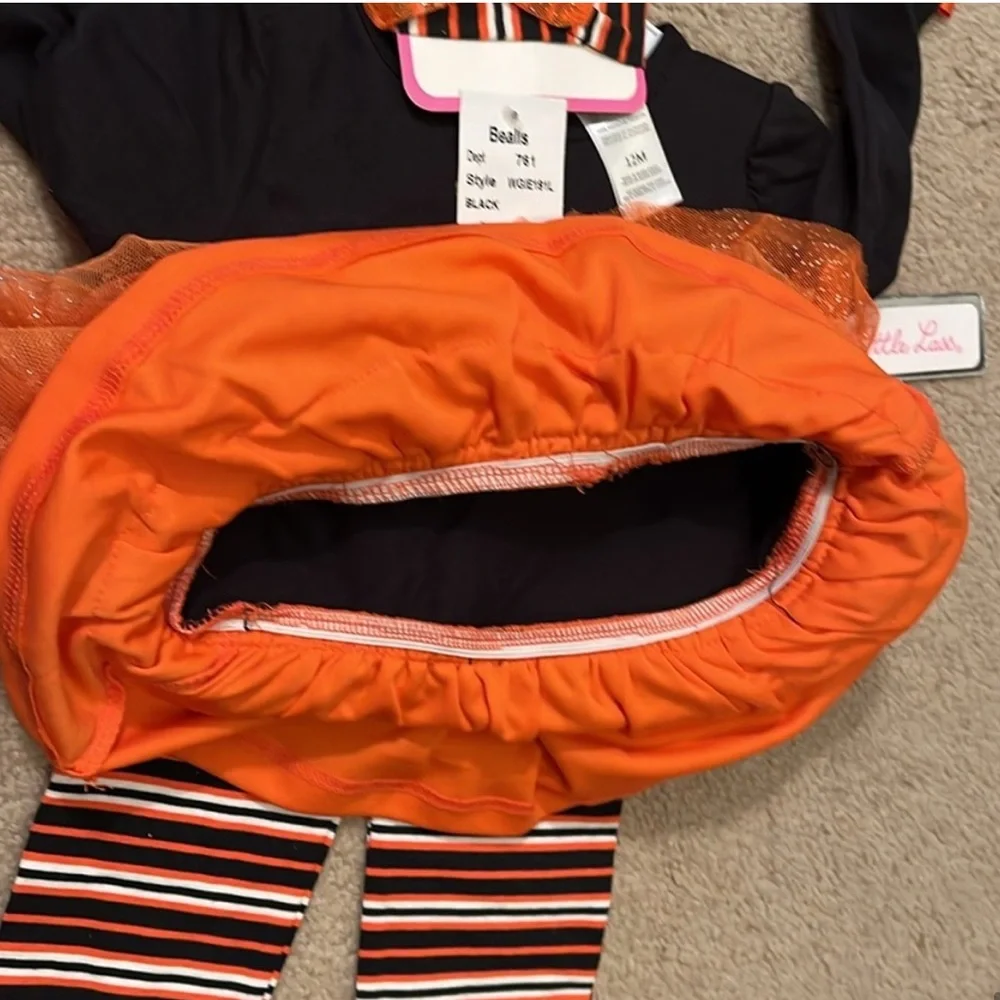 12 mo Halloween 3-pc Pumpkin Tutu w/leggings, headband